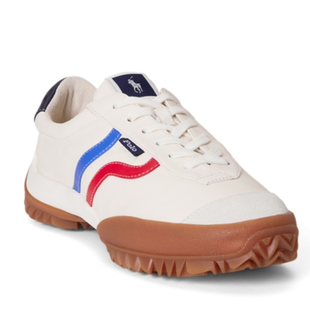 Polo by Ralph Lauren women White Sneakers with Red and Blue Accents size 8
